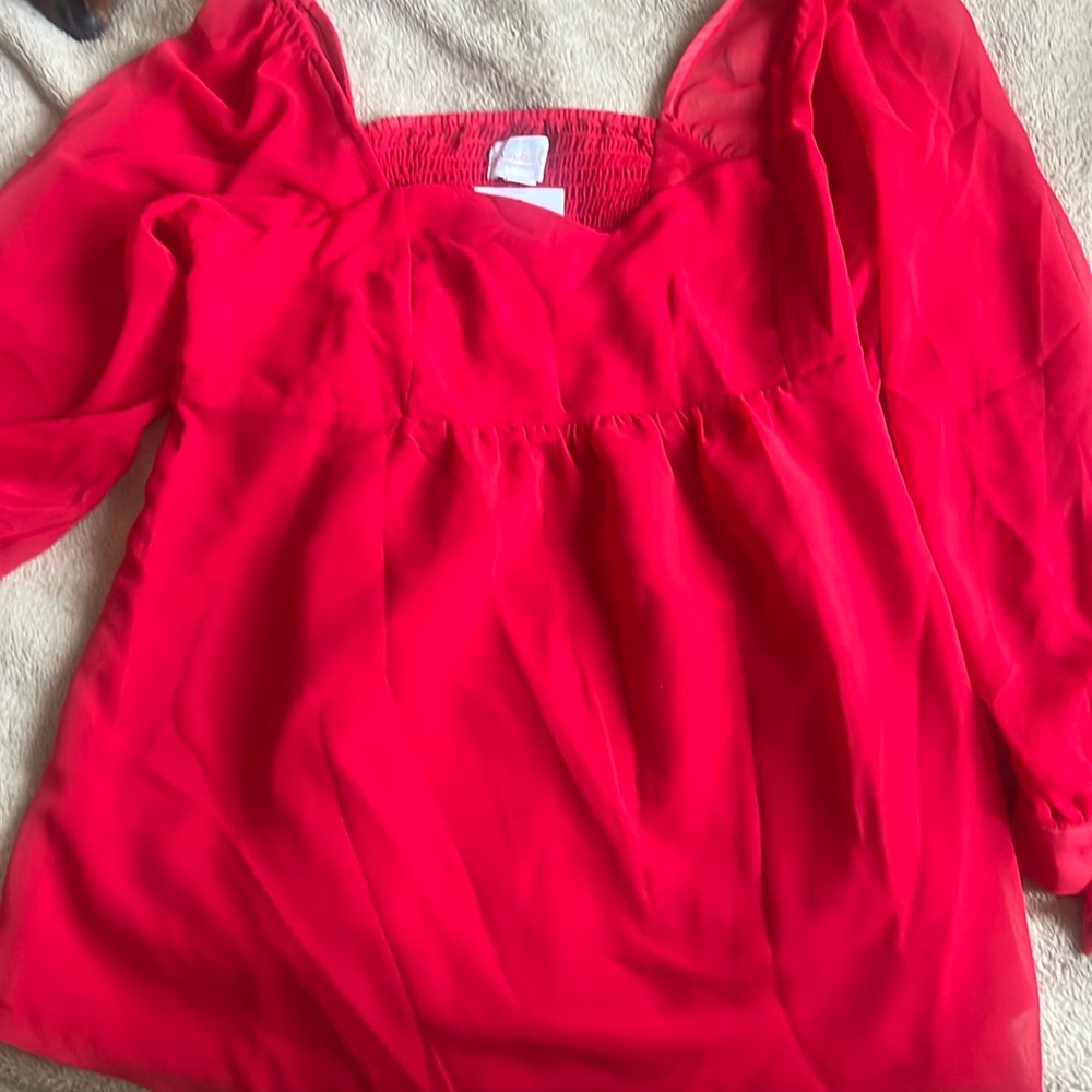 Bright red long sleeve top by Isabel size S NWT
